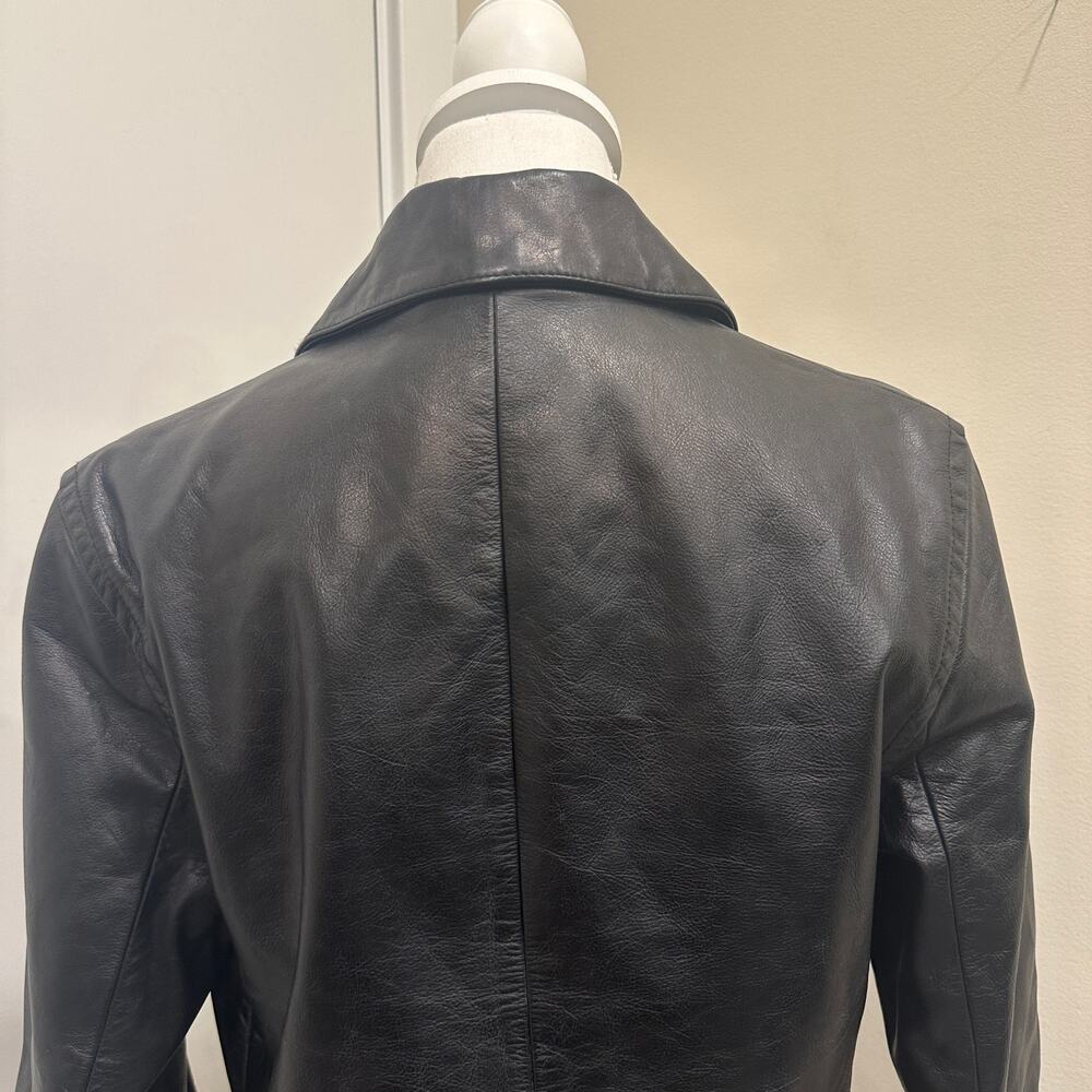 Vintage Y2K J. Crew Black Leather Shacket Minimalist Preppy Heritage Old‎ Money - Picture 10 of 16